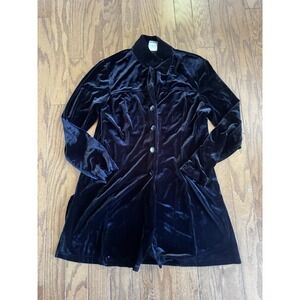 Rabbit Rabbit Velvet Button Down‎ Tunic Top 14 Black Stretch Acadamia Holiday